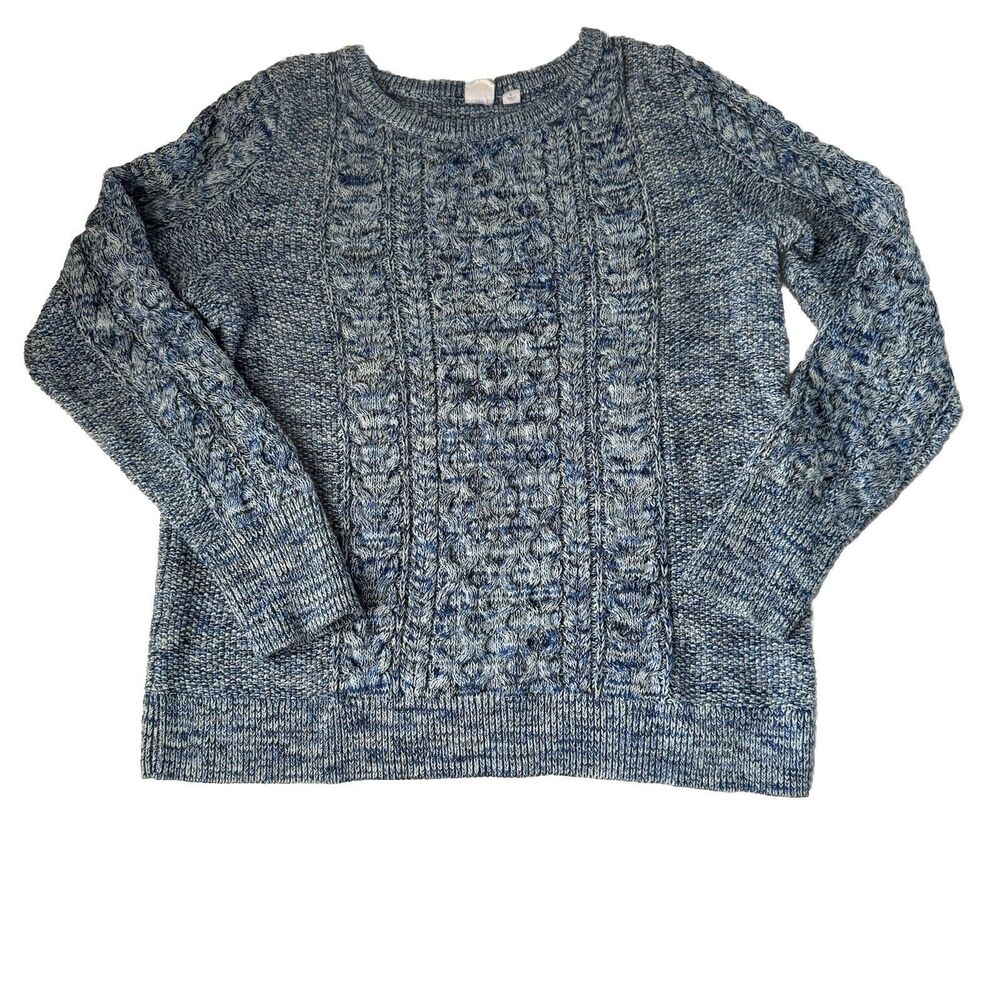 Gap Cable Knit Sweater Marled Blue Black White Size Large